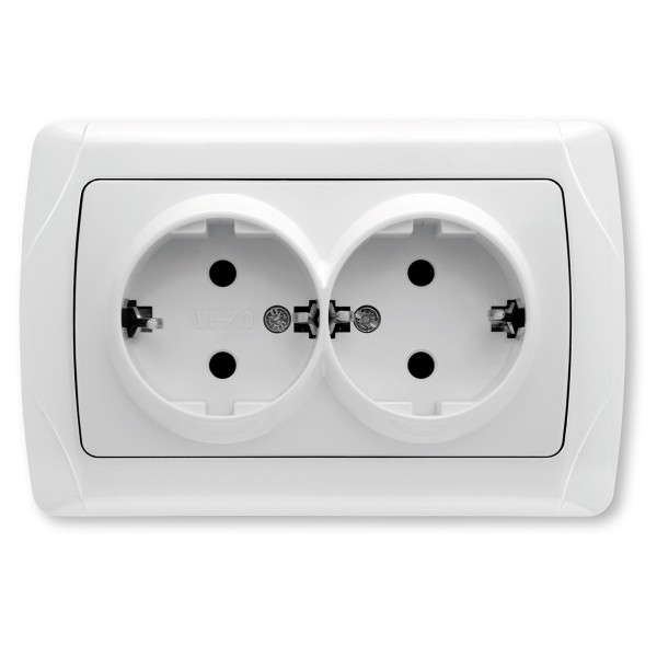 PRIZA SCHUKO DUBLA 16A 250V ALB