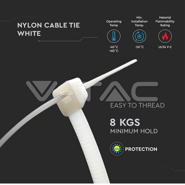 Benzi strangere VTAC 150x2.5mm alb /100buc - imagine 2