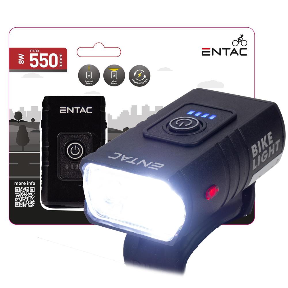 Lampa bicicleta 8W reincarcabila Aluminiu Entac - imagine 5