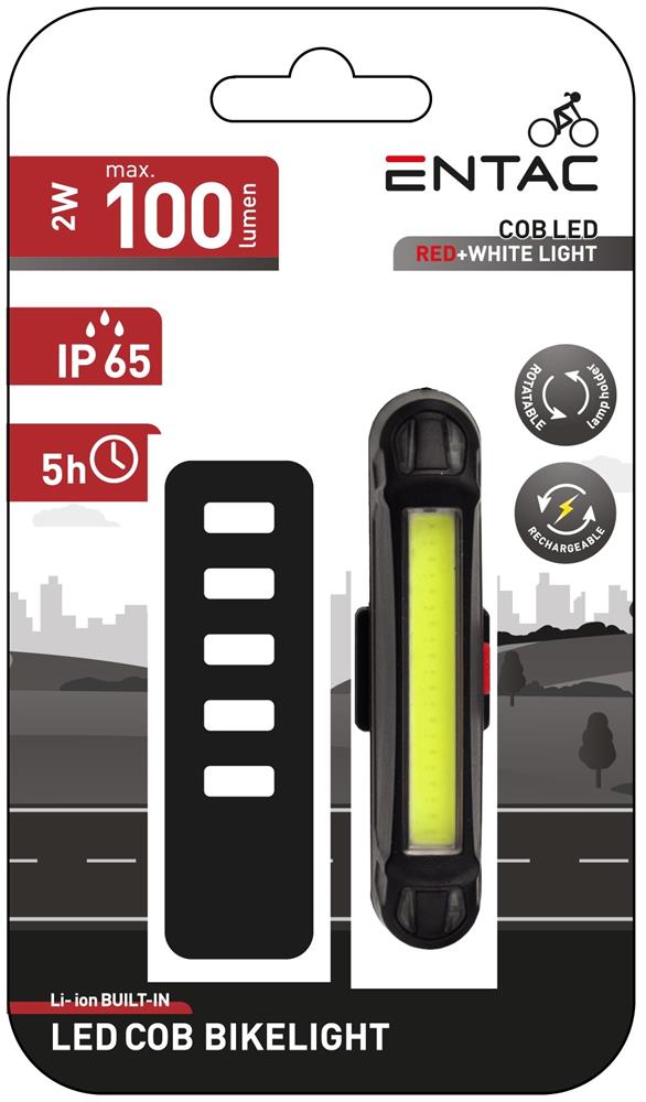 Lampa bicicleta reincarcabila plastic alb-rosu Entac - imagine 3