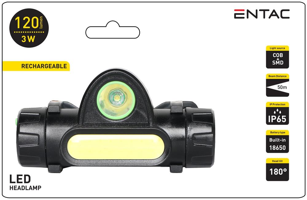 Lampa frontala 3W Entac acum. 18650 integrat - imagine 3