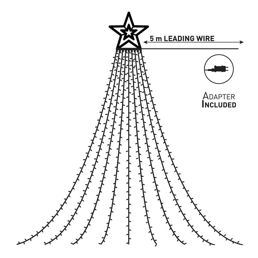 Plasă luminoasă pe brad cu stea 300 microLED WW 10x2.9m 8P IP44 Entac - imagine 3