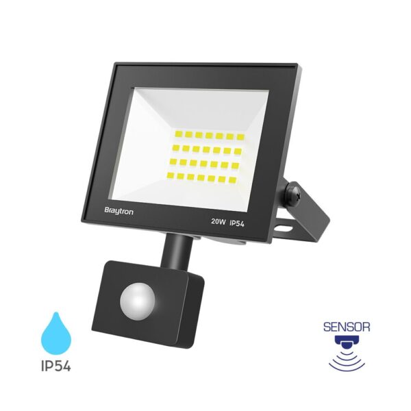 PROIECTOR LED SLIM 20W 6500K + SENZOR IP54-CF NEGRU